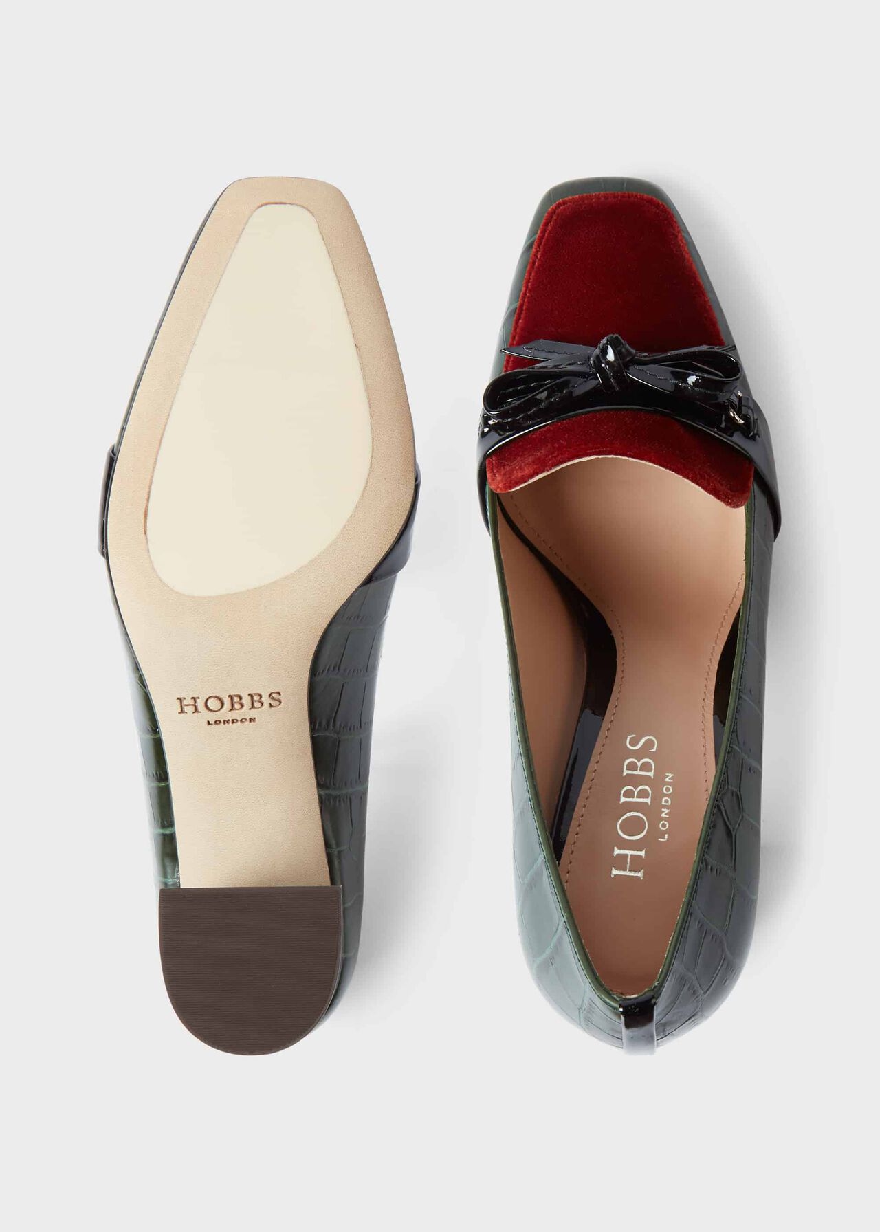 Katherine Leather Reptile Court Shoes Hobbs