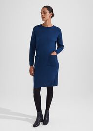 Devora Knitted Dress, Steel Blue, hi-res