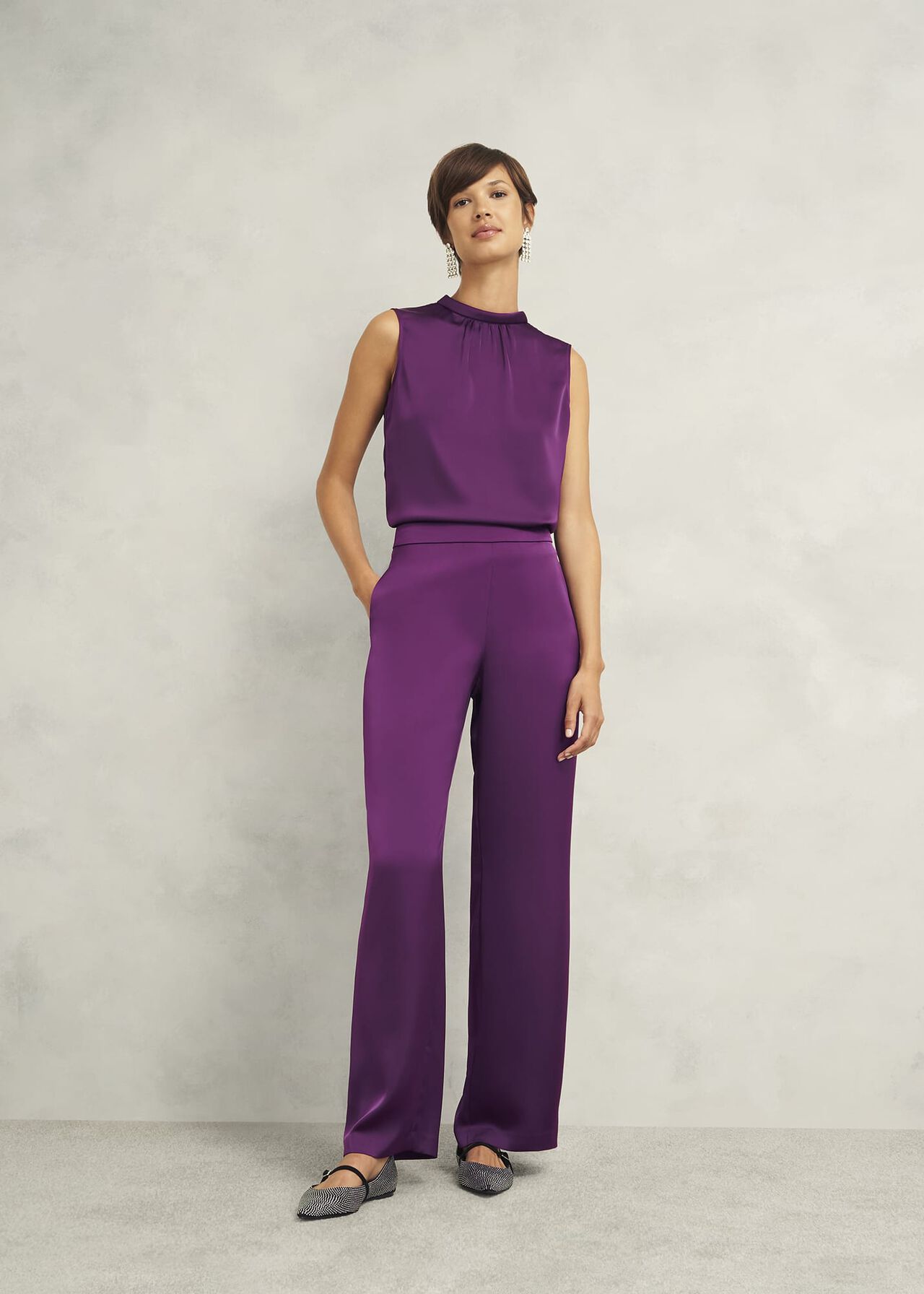 Judith Satin Trousers, Vibrant Purple, hi-res