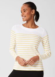 Constance Cotton Striped Top , White Yellow, hi-res