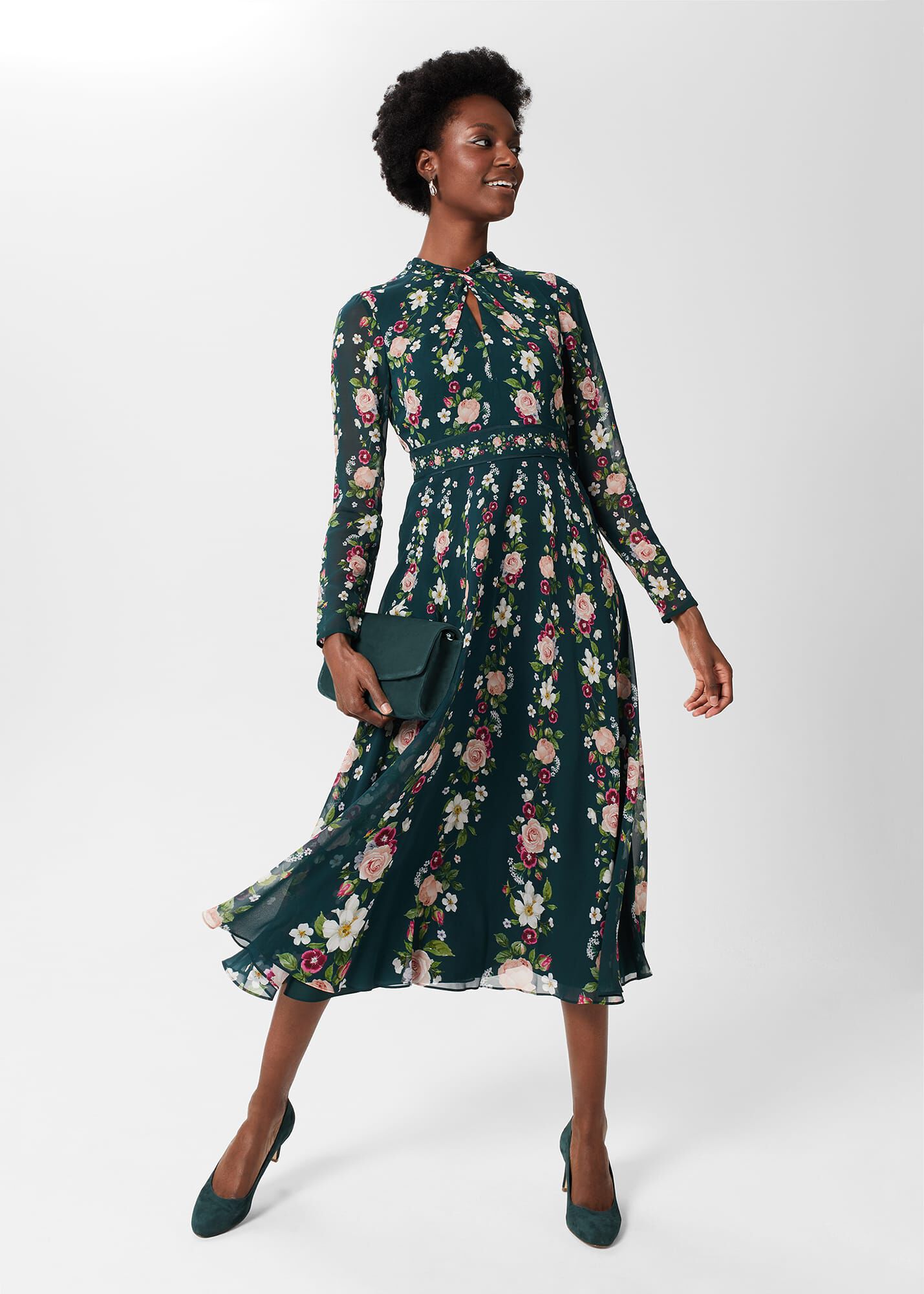 Green Silk Floral Dress Green Silk Dress With Flowers Floral Satin Maxi  Dress Black Friday