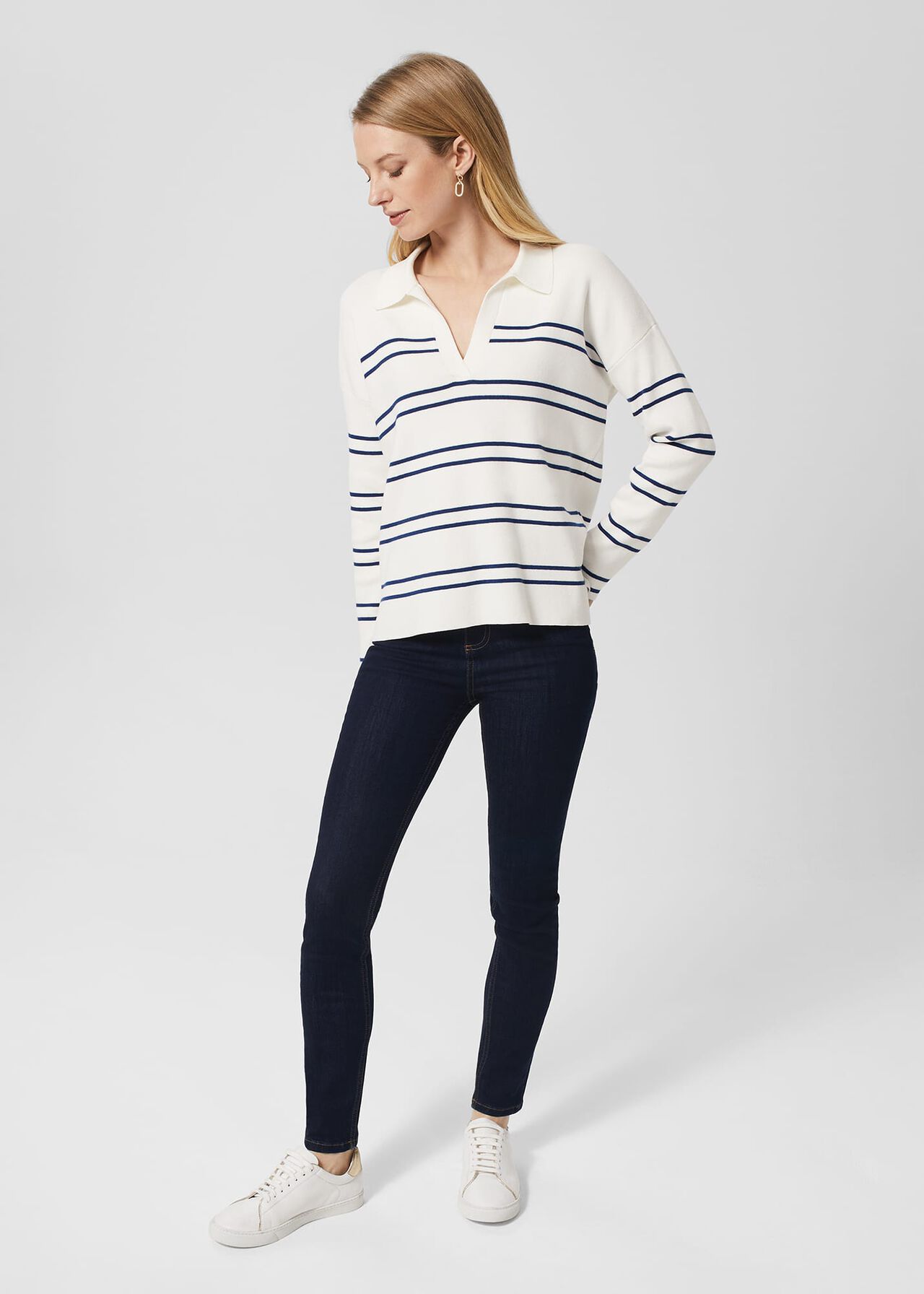 Karissa Cotton Sweater, Ivory Blue, hi-res