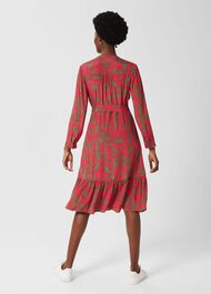 Clarissa Belted Dress, Magenta Green, hi-res