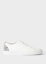 Willow Leather Trainers, White, hi-res