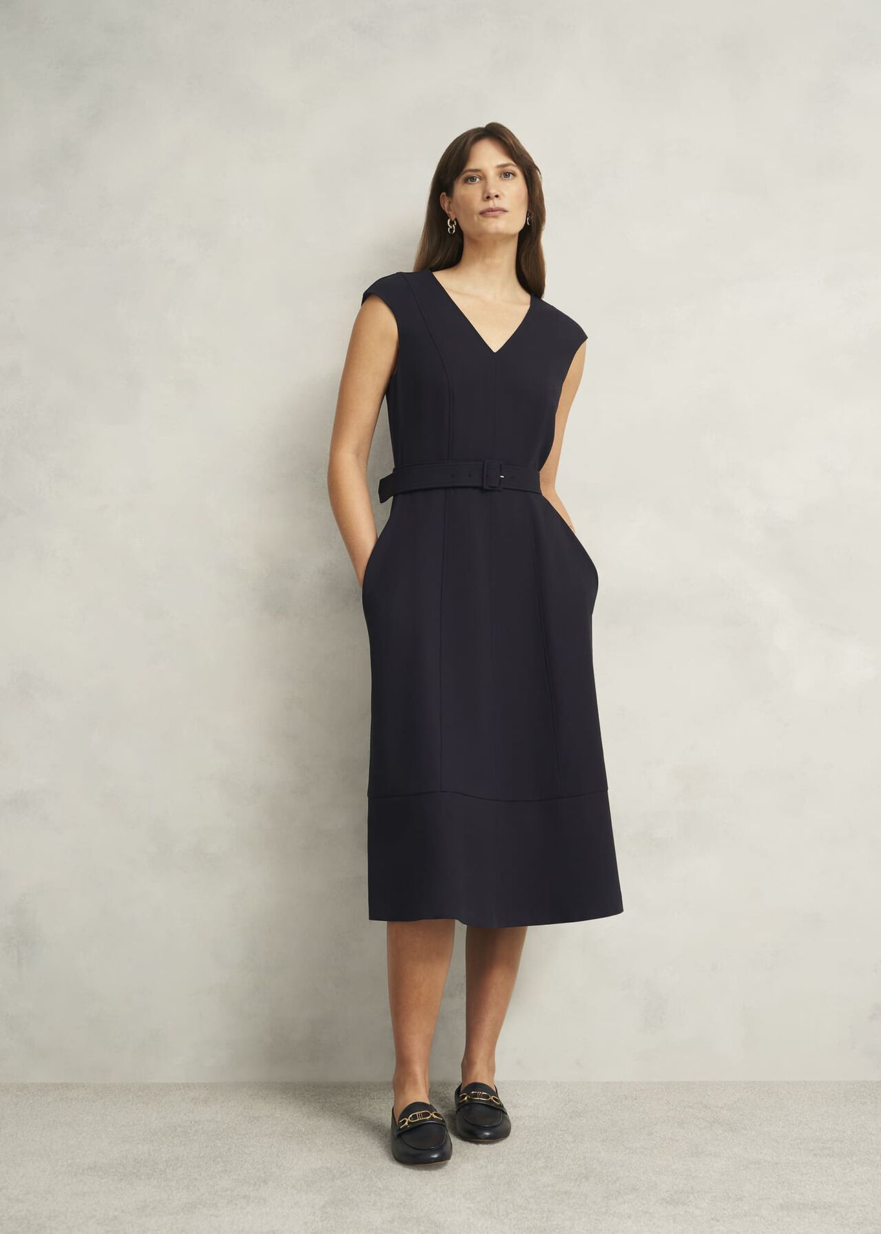 Womens blue midi linen dress 5747