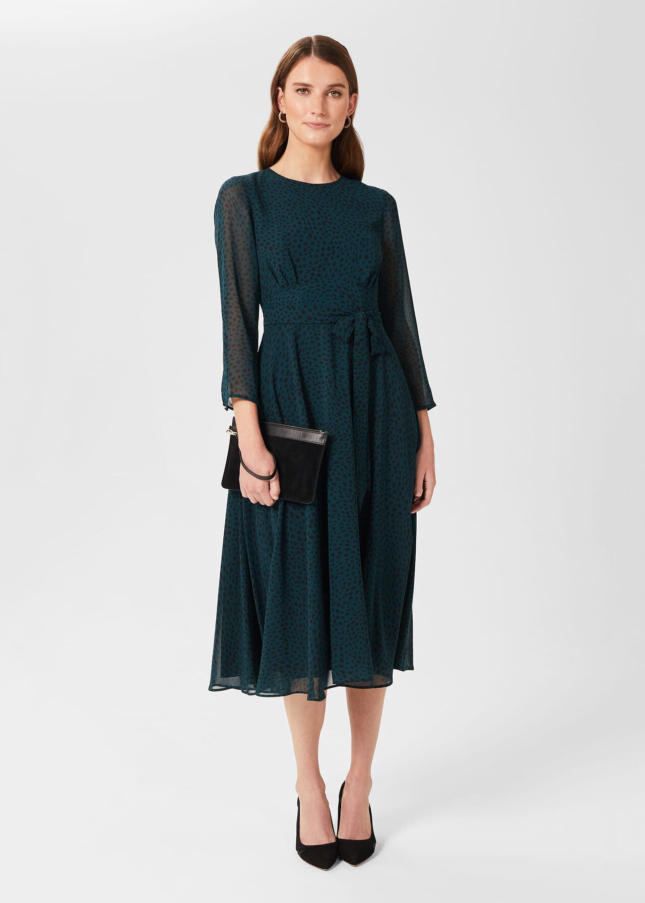 Mimi Printed Dress, Pine Green, hi-res