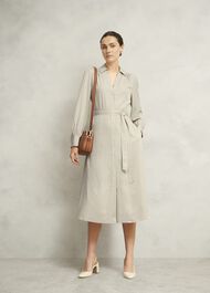 Neutral Eleanor Stripe Shirt Dress, Soft Beige, hi-res