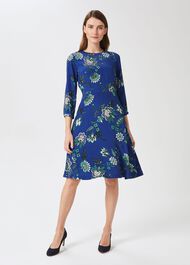 Marietta Floral Dress, Azure Apple Grn, hi-res