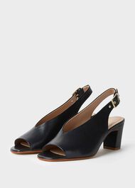 Kali Leather Block Heel Sandals, Navy, hi-res