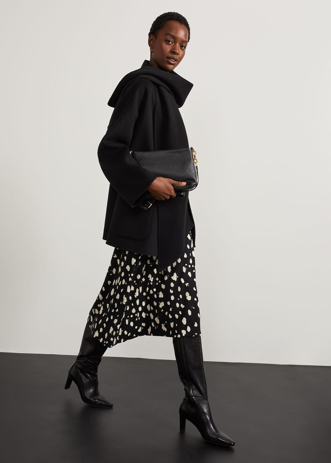 Hadley Scarf Coat, Black, hi-res