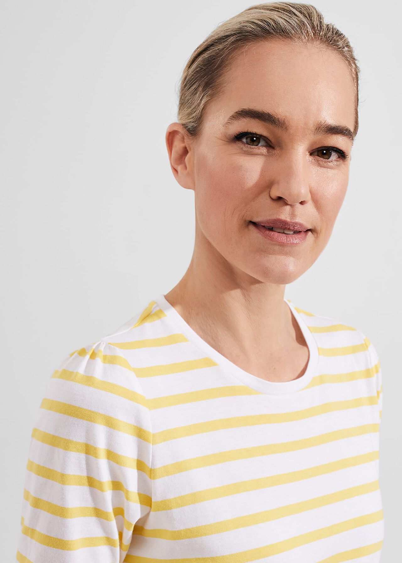 Eva Cotton Striped T-Shirt, White Yellow, hi-res