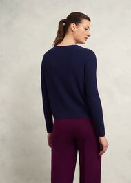 Trina Woven Front Cardigan, Hobbs Navy, hi-res