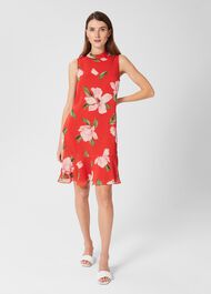 Madeline Floral A Line Dress, Red Multi, hi-res