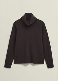 Yvette Roll Neck Knitted Jumper, Alder Brown, hi-res