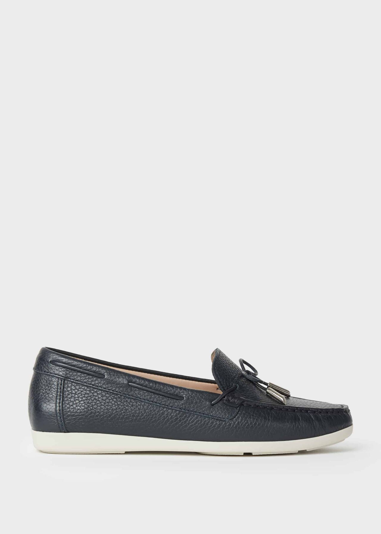 Emily Leather Moccasins, Navy, hi-res