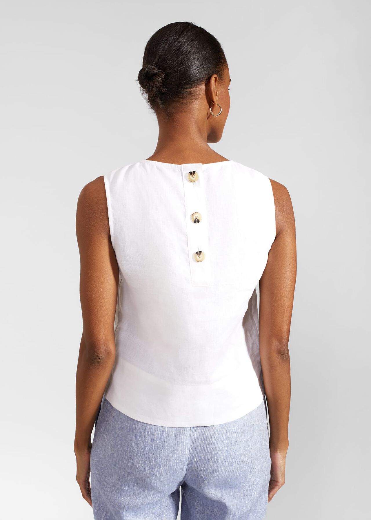 Malindi Linen Top, White, hi-res