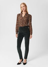 Gia Velvet Skinny Jeans , Dark Green, hi-res