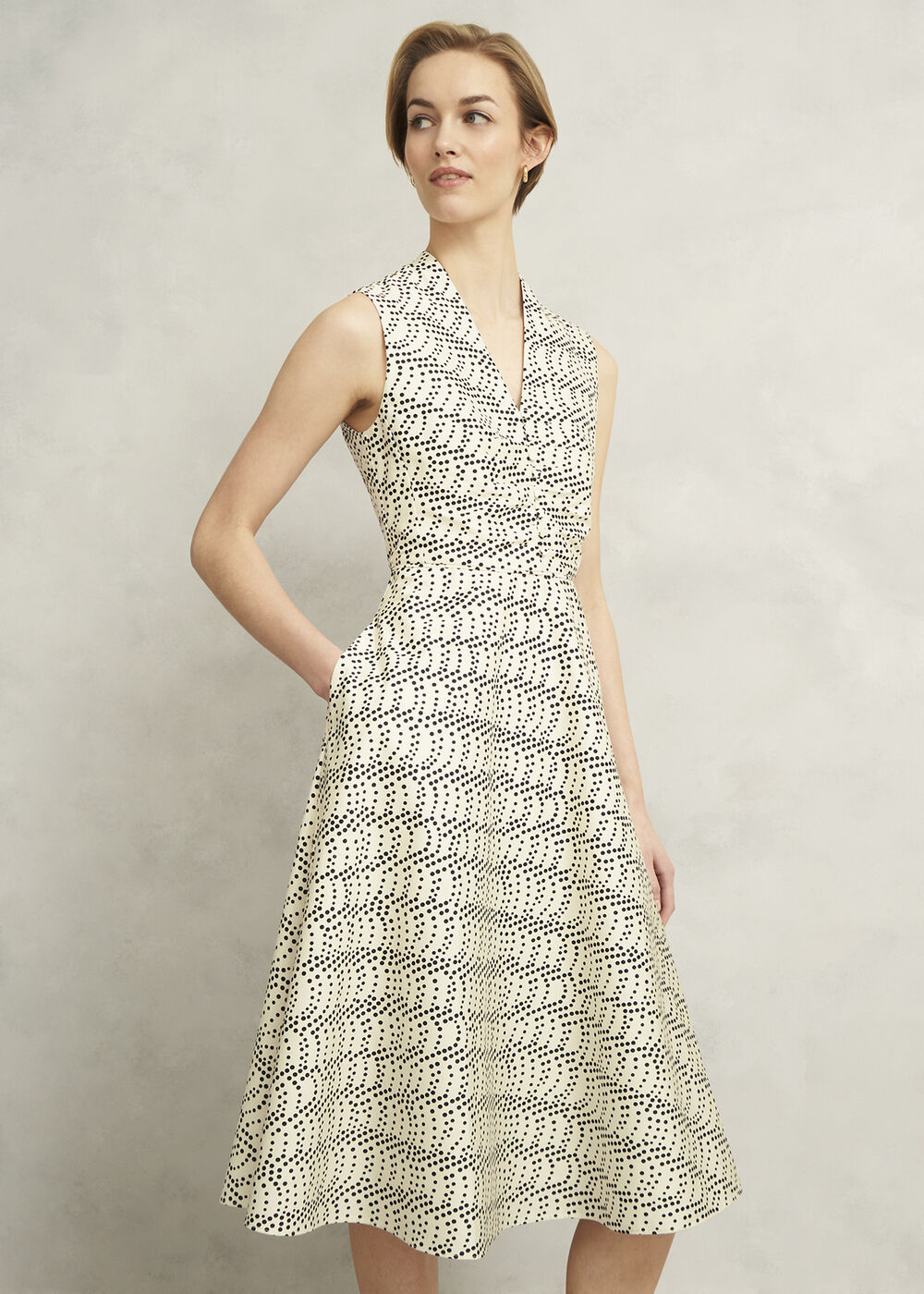 Ruthie Spot Dress, Cream Black, hi-res