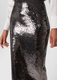 Genevieve Sequin Pencil Skirt, Silver, hi-res