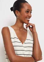 Carleton Cotton Knitted Top, Ivory Black, hi-res