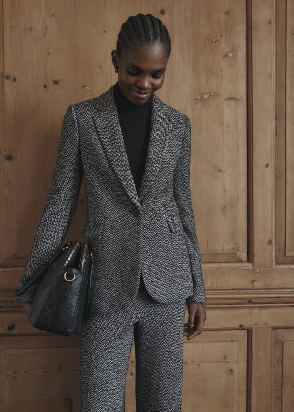 Marlyn Wool Jersey Jacket, Black White, hi-res