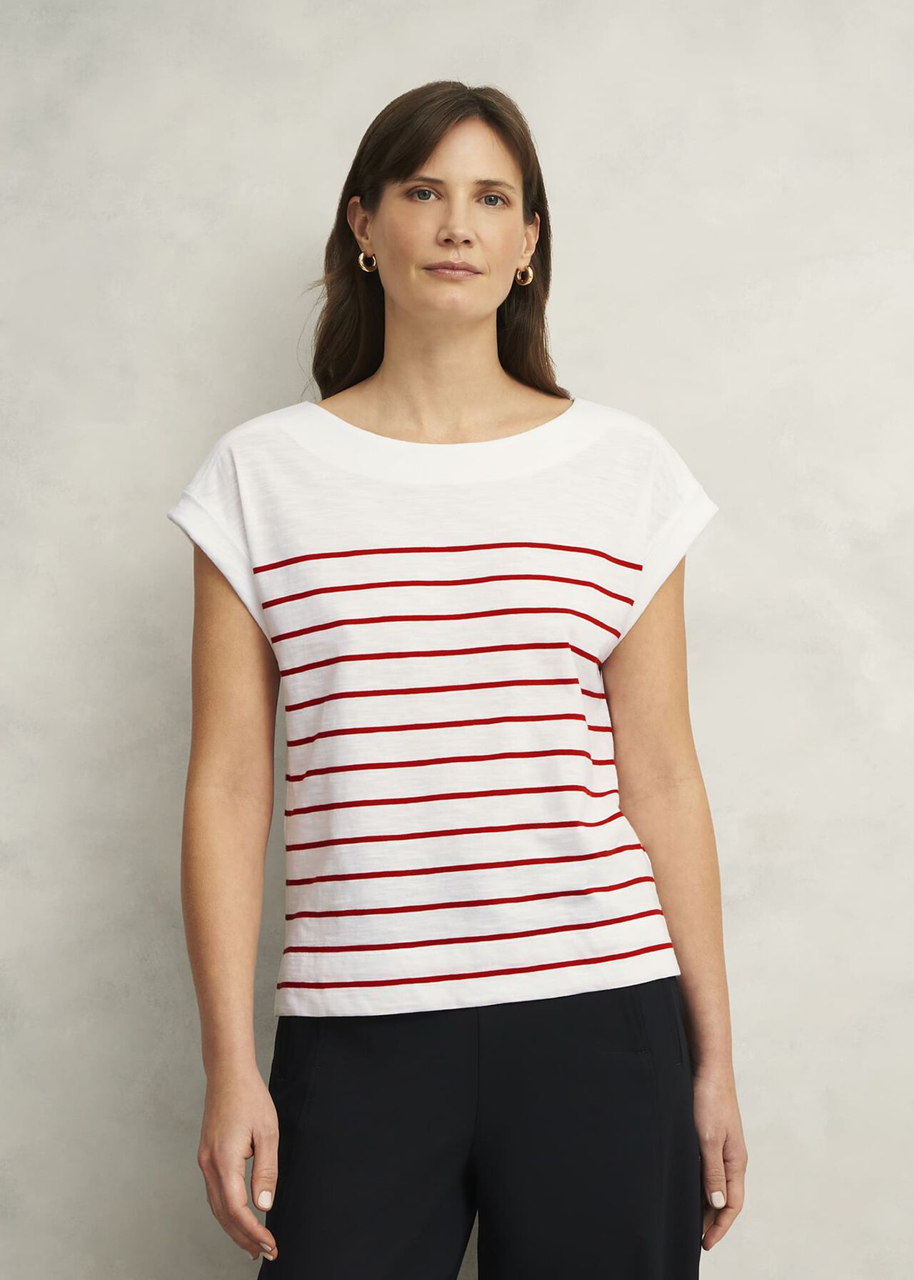 Hobbs Alycia Cotton Slub Stripe T-Shirt Hobbs Alycia Cotton Slub Stripe T-Shirt