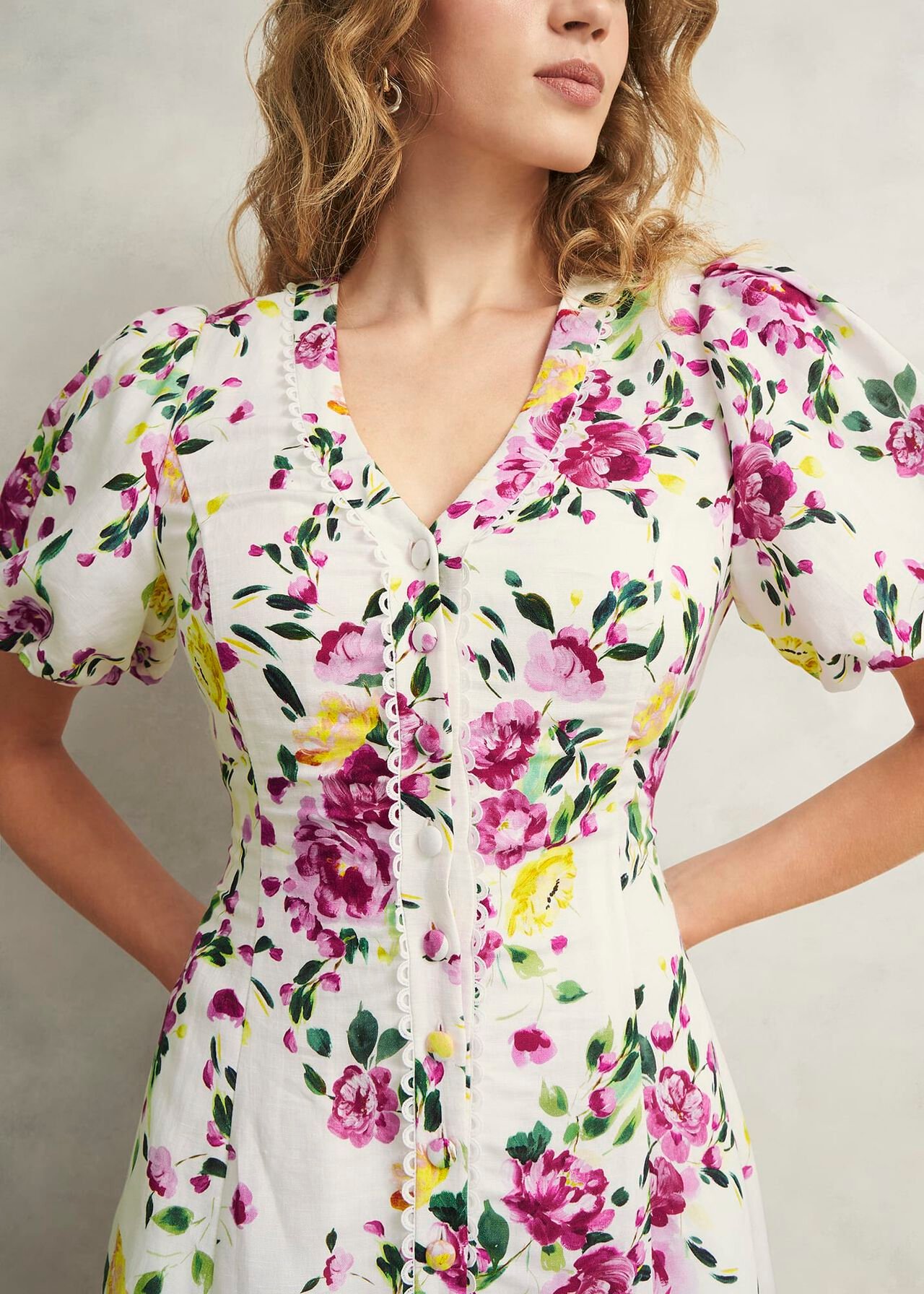 Petite Taylor Linen Dress, Ivory Multi, hi-res
