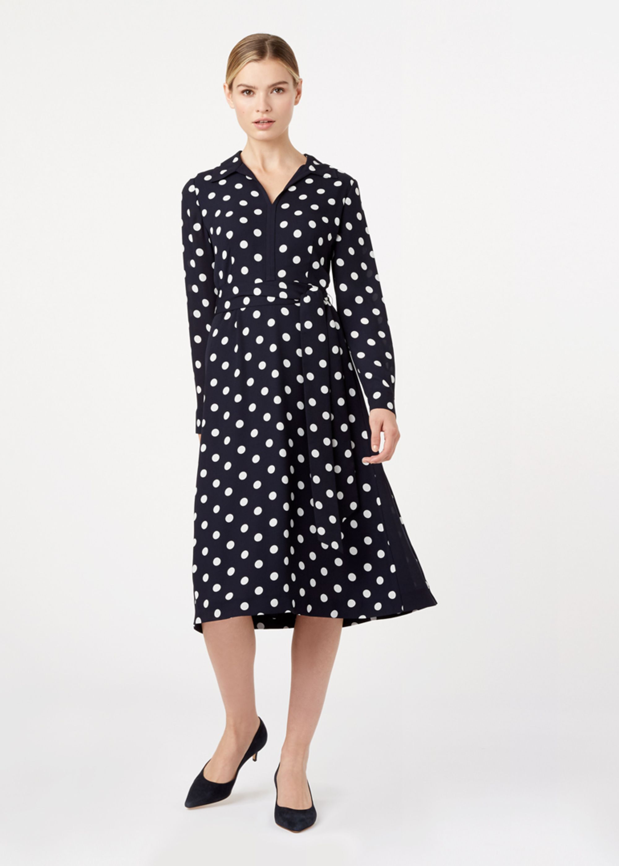 adrianna papell polka dot bodice gown