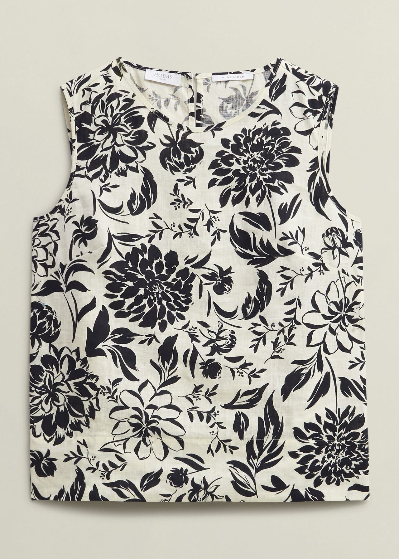 Maura Linen Top, Cream Navy, hi-res