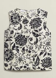 Maura Linen Top, Cream Navy, hi-res