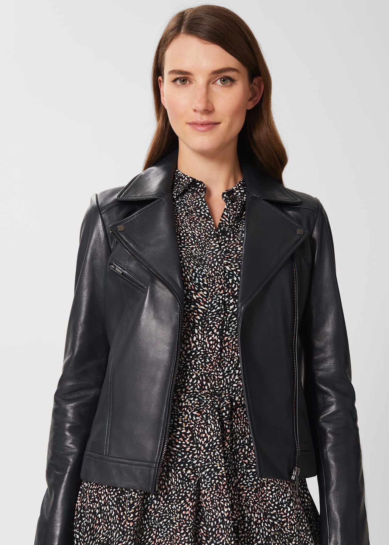 Dakota Leather Jacket, Navy, hi-res