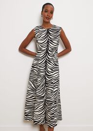 Gatcombe Fit And Flare Dress, Black Cream, hi-res
