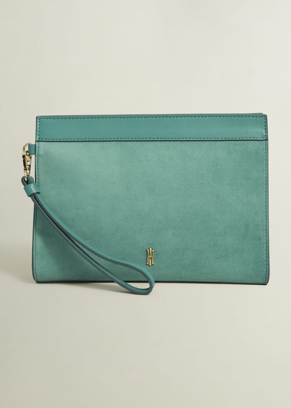 Catherine Suede Wristlet, Deep Aqua Green, hi-res