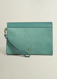 Catherine Suede Wristlet, Deep Aqua Green, hi-res