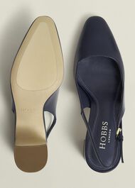 Lily Leather Slingbacks, Midnight Navy, hi-res