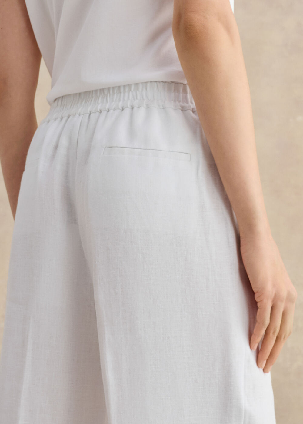 Alessia Linen Wide Leg Pants, White, hi-res