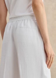 Alessia Linen Wide Leg Pants, White, hi-res