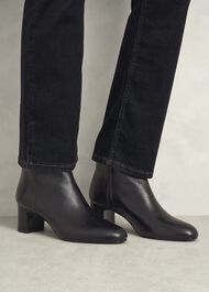 Rochelle Leather Ankle Boots, Black, hi-res