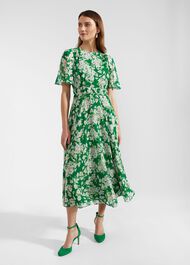 Bronwyn Silk Midi Dress, Green Multi, hi-res