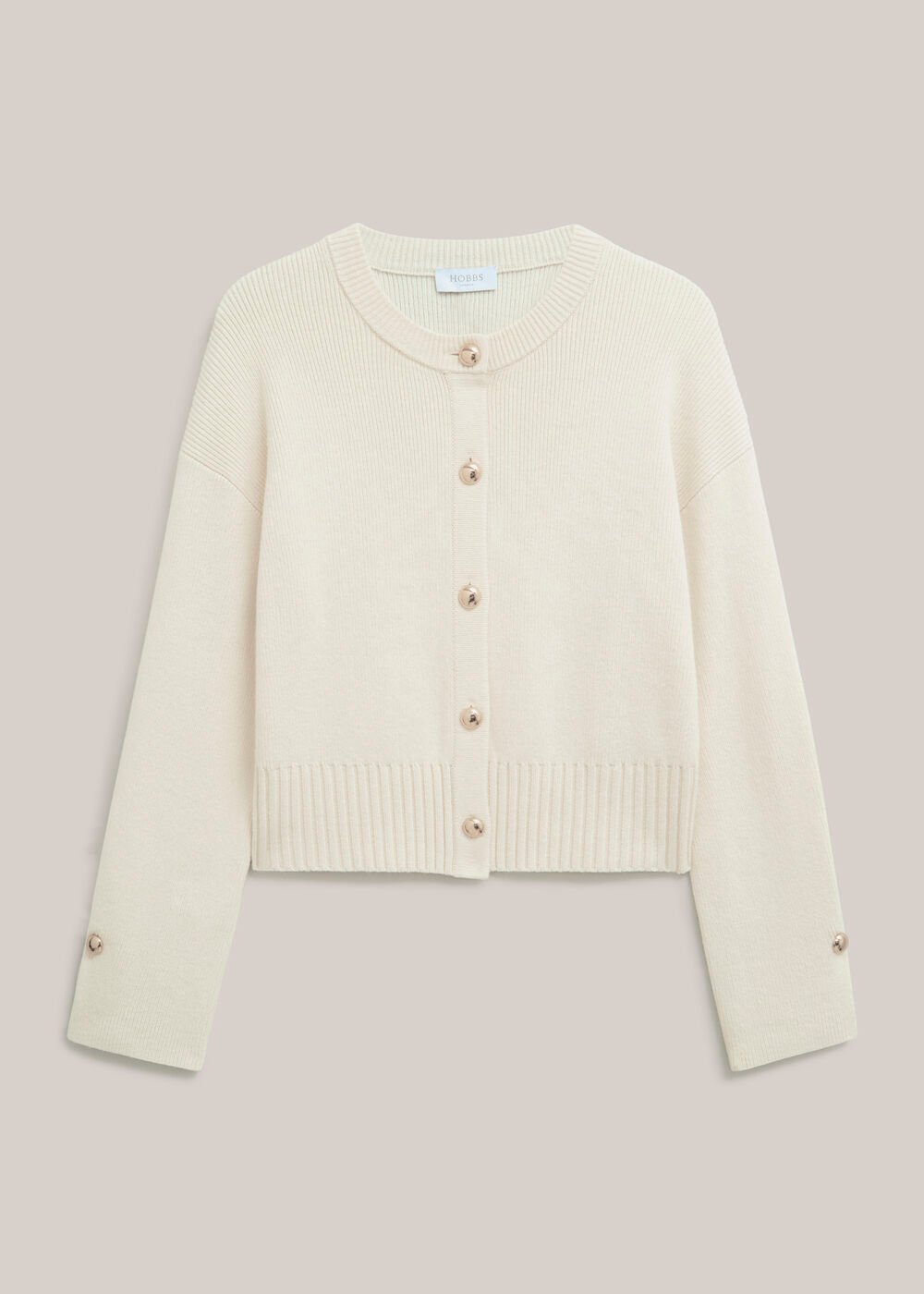 Abbott Cotton Knitted Cardigan, Ivory, hi-res