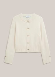 Abbott Cotton Knitted Cardigan, Ivory, hi-res