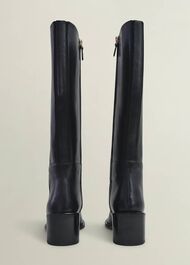 Darcie Leather Knee Boots, Black, hi-res