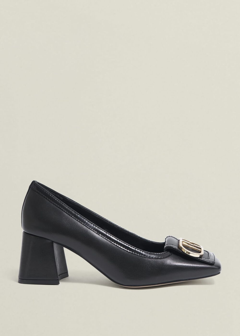 Black Lexia Leather Courts, Black, hi-res