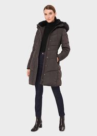 Petite Lettie Puffer Jacket With Hood, Dark Charcoal, hi-res