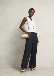 Kaylee Linen Top, White, hi-res