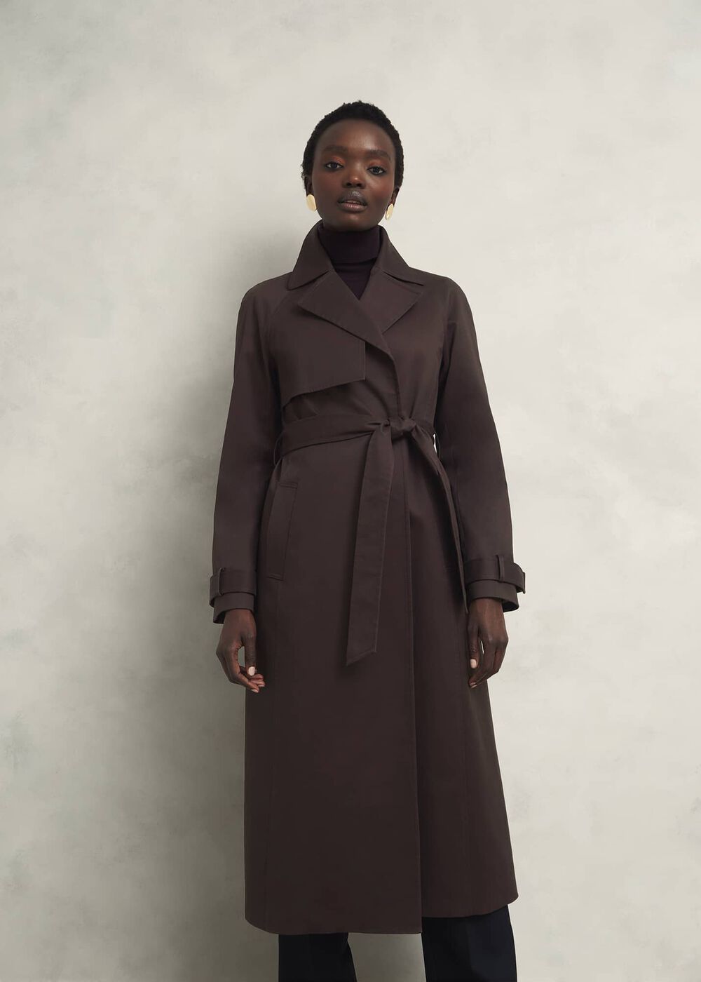 Willow Cotton Trench, Chocolate, hi-res