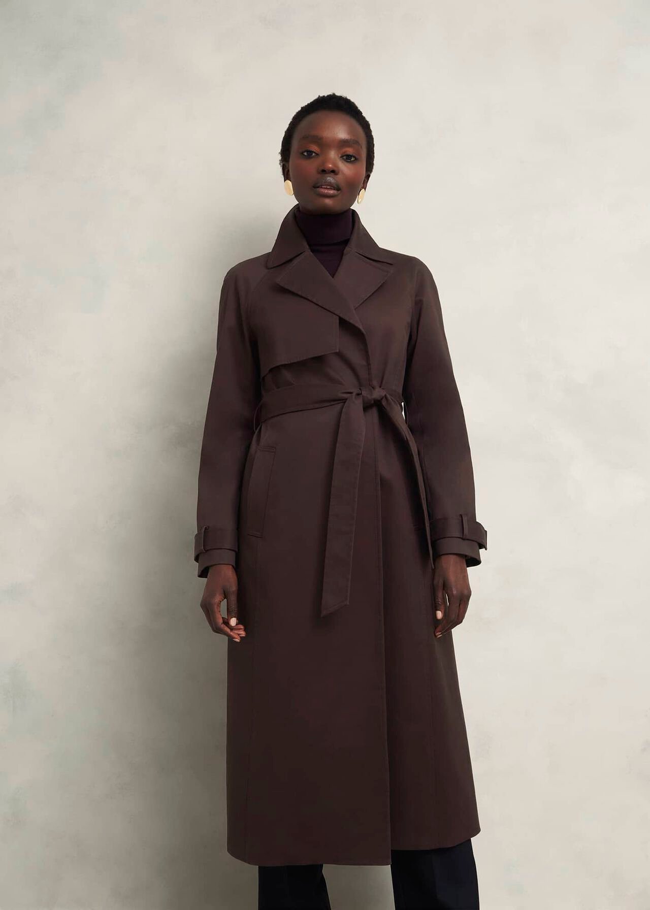 Willow Cotton Trench, Chocolate, hi-res