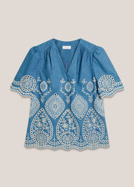 Sloane Blouse, Blue Ivory, hi-res