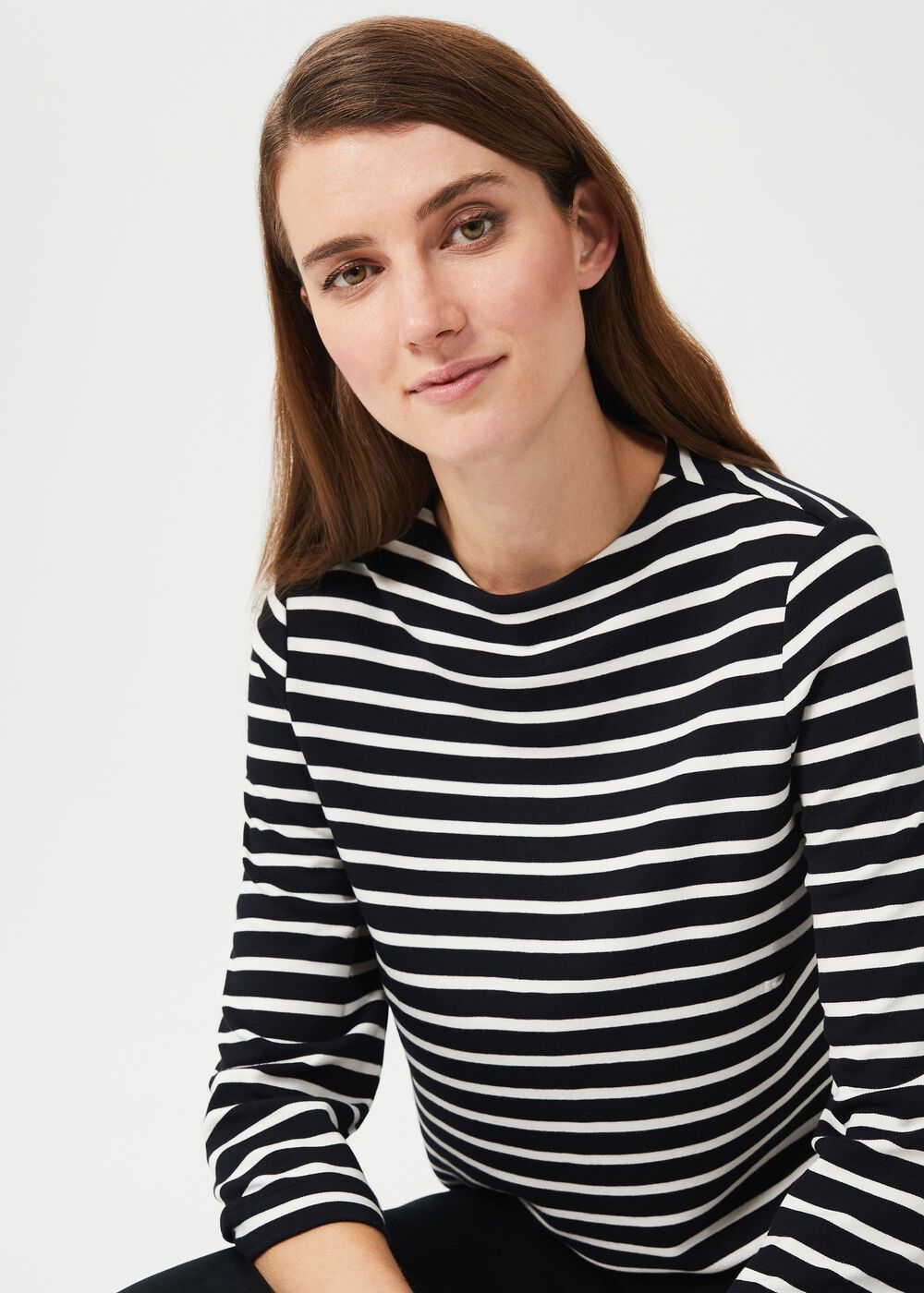 Alma Stripe Top, Navy Ivory, hi-res