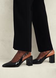 Lily Leather Slingbacks, Black, hi-res